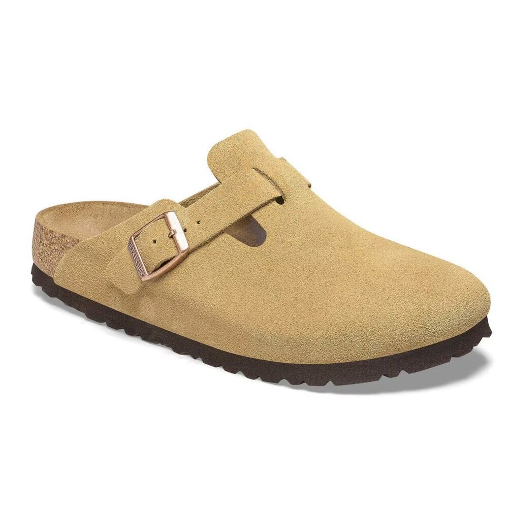 Birkenstock Boston suede leather clogs in the Latte Cream | Size 39